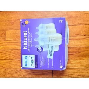 Philips Avent Natural Baby Bottle 9oz 4pk 3-6m SCY903/04 Clear Anti-Colic NOB